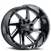 17" Luxxx HD Wheels LHD14 Gloss Black Milled Off-Road Rims